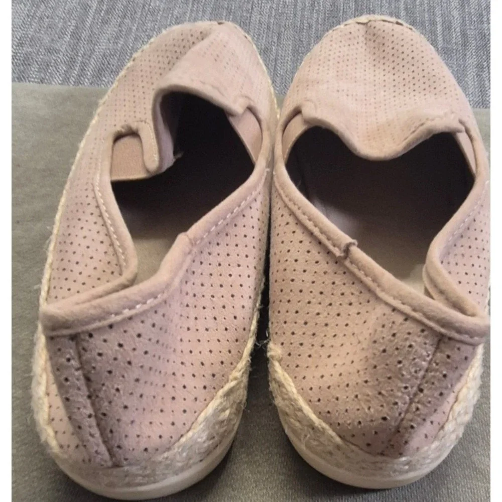 Esprit women's 8.5 perforated espadrille slip on flats blush pink rope detail